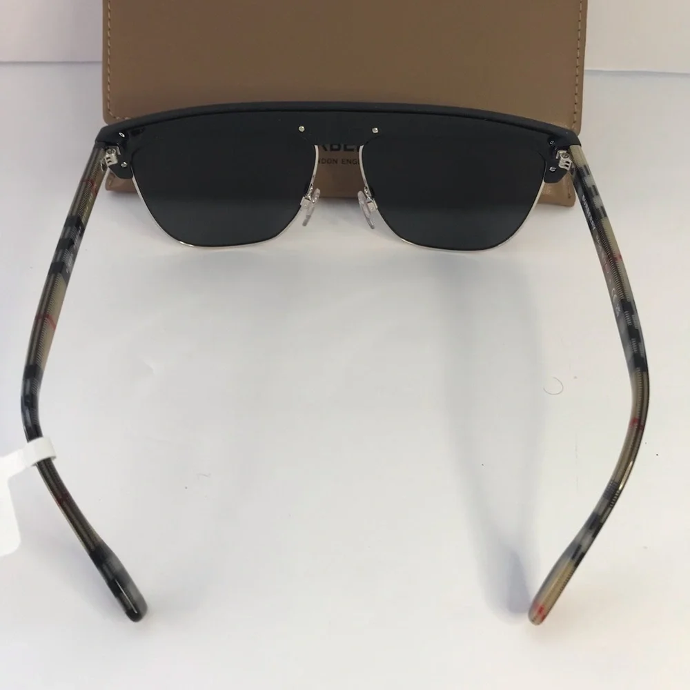 New Authentic Burberry William Grey Browline Men's Sunglasses BE4325 375787 59.